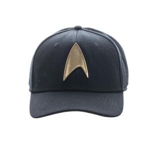 Bioworld Licensed Star Trek - Metal Logo Skate Flex Black Stretch Fit Hat